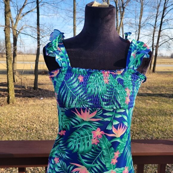 Wonder Nation Girls Smocked Sleeveless Maxi Dress Size 10/12 - Picture 3 of 14